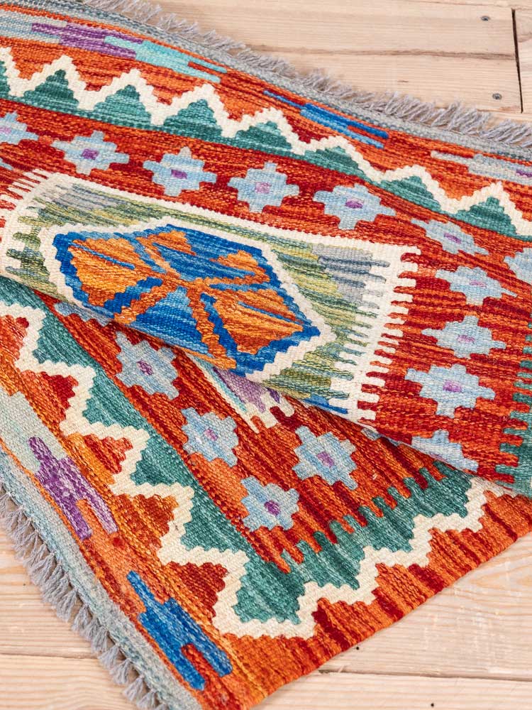 12914 Afghan Vegetable Dyed Kilim Rug 63x91cm (2.0 x 3ft)